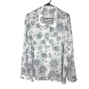 Haband Black White Semi Sheer Button Up/ Down Blouse Shirt 3X